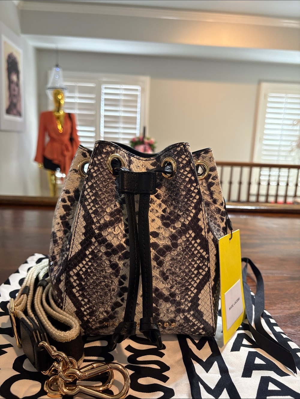 MARC JACOBS “The Bucket Bag” Python 🐍 Embossed Leather Crossbody